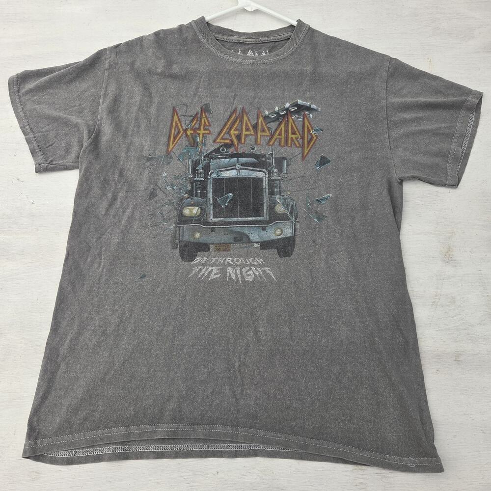 Def Leppard T-Shirt Mens S Gray On Through The Night Tour Band Graphic Tee